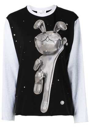 Natasha Zinko bunny-print long-sleeve shirt - Black