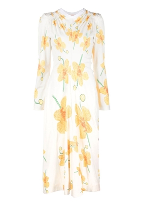 Marni all-over floral-print midi dress - White