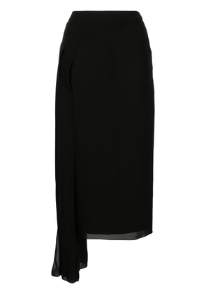 CHANEL Pre-Owned asymmetric silk midi skirt - Black