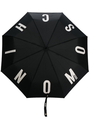 Moschino logo print compact umbrella - Black