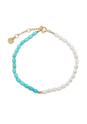 THE ALKEMISTRY 18kt yellow gold pearl and turquoise beaded bracelet
