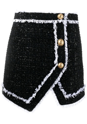 Balmain asymmetric tweed mini skirt - Black