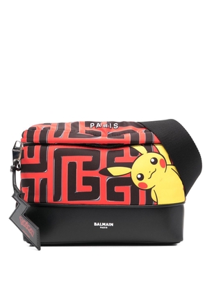 Balmain x Pokémon Pikachu-motif leather-trim belt bag - Black