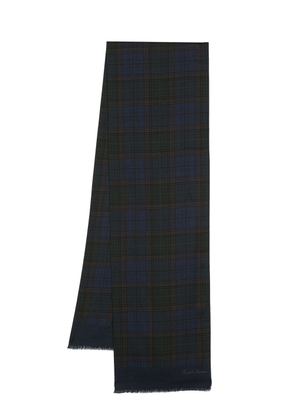 Ralph Lauren Purple Label check-pattern logo-patch scarf - Blue