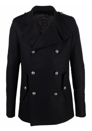 Balmain notched-lapel double-breasted coat - Blue