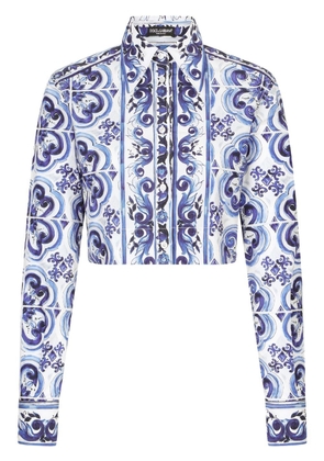 Dolce & Gabbana Majolica-print cropped shirt - Blue