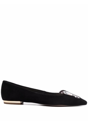 Sophia Webster embroidered butterfly ballerina flats - Black