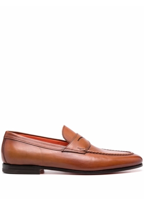 Santoni tonal leather loafers - Brown