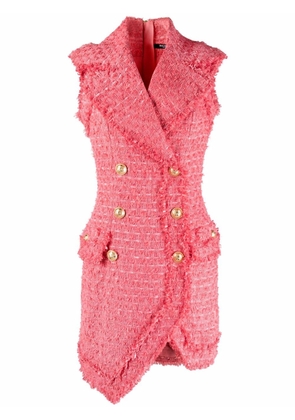 Balmain decorative button tweed dress - Pink