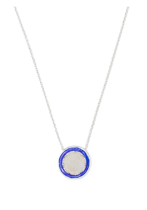 AKANSHA SETHI moonstone blue enamel button necklace - Silver