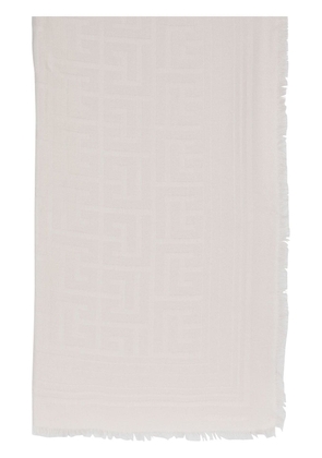 Balmain fringed logo-pattern scarf - Neutrals