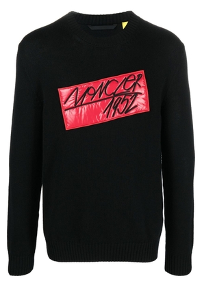 Moncler appliqué logo virgin wool jumper - Black
