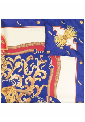 Aspinal Of London baroque-pattern print scarf - Blue