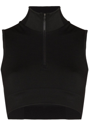Y-3 ribbed zipped cropped top - Black