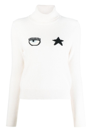 Chiara Ferragni logo-intarsia jumper - White