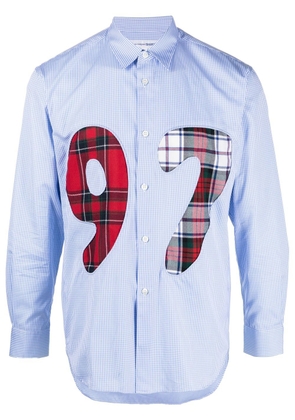 Comme Des Garçons Shirt check-pattern numbered shirt - Blue