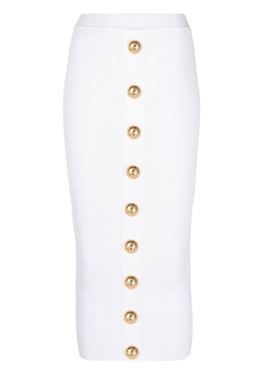 Balmain button-detail midi skirt - White