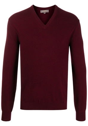 N.Peal V-neck ribbed knit jumper - Red