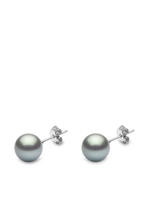 Yoko London 18kt white gold Classic 9mm grey Tahitian pearl stud earrings - Silver