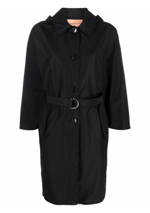 Yves Salomon belted-waist hooded coat - Black