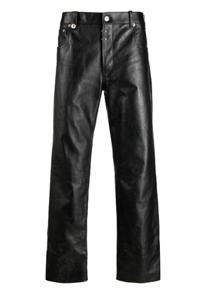 Alexander McQueen cropped slim-cut leather trousers - Black