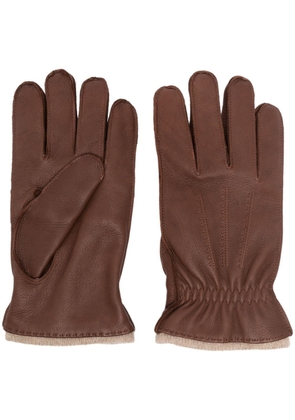 Mackintosh contrast-trim leather gloves - Brown
