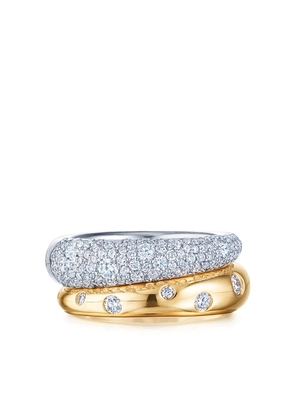 KWIAT 18kt white and yellow gold Cobblestone diamond double band ring