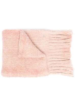 DONDUP logo-plaque fringed scarf - Pink