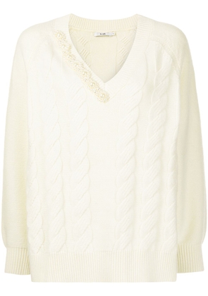 b+ab pearl-embellished neckline jumper - White