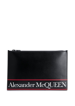 Alexander McQueen logo stripe clutch bag - Black