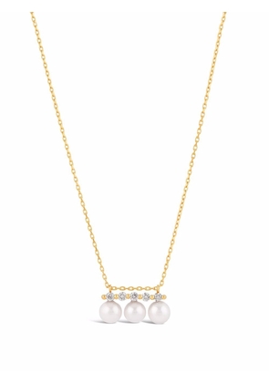 Dinny Hall 14kt yellow gold Shuga triple pearl diamond pendant necklace