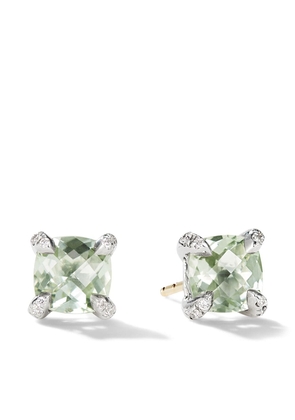 David Yurman sterling silver Petite Chatelaine prasiolite and diamond stud earrings - Green