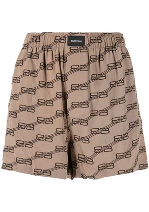 Balenciaga BB monogram pyjama shorts - Brown