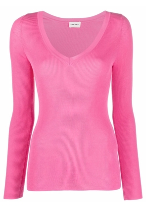 P.A.R.O.S.H. V-neck ribbed-knit jumper - Pink