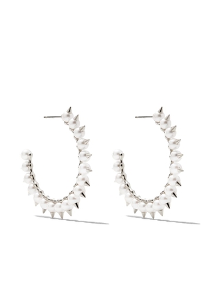 TASAKI 18kt white gold Collection Line Danger Tribe Akoya pearl large hoop earrings - Silver