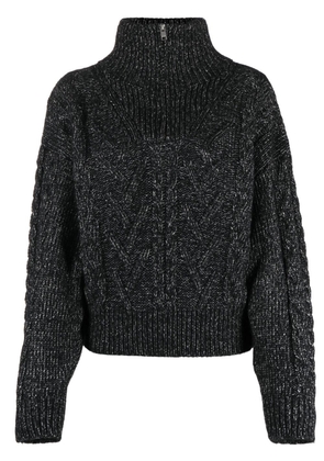 GANNI high-neck ribbed-knit jumper - Black