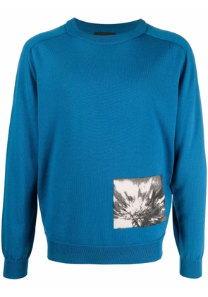 A BETTER MISTAKE Petrol graphic-square cashmere jumper - Blue