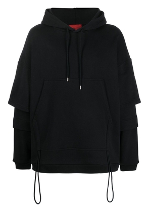A BETTER MISTAKE layered-sleeve graphic-print hoodie - Black