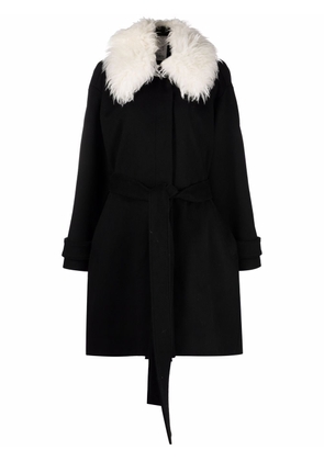 Stella McCartney faux fur collar coat - Black