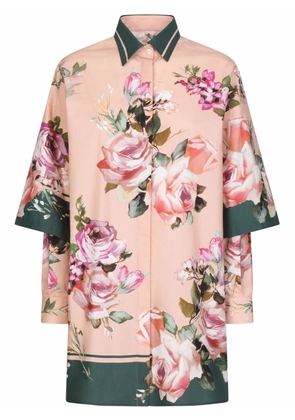 Dolce & Gabbana floral-print longline shirt - Pink