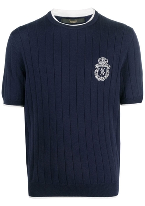 Billionaire logo-embroidered ribbed-knit top - Blue
