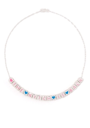 Natasha Zinko slogan-charm chain-link necklace - Silver