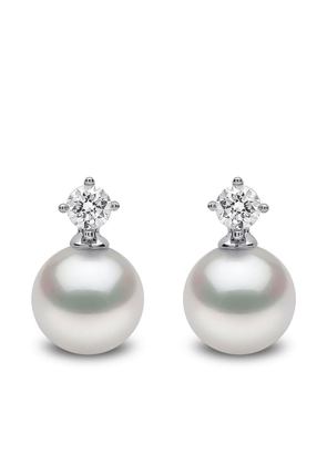 Yoko London 18kt white gold Classic Akoya pearl and diamond earrings - Silver