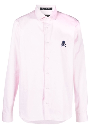 Philipp Plein embroidered-logo cotton shirt - Pink