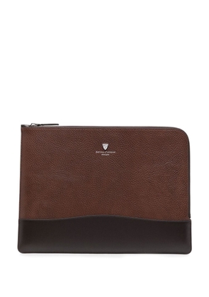 Aspinal Of London City Tech leather laptop bag - Brown