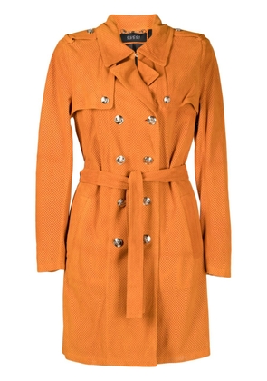 Gucci Pre-Owned perforated suede trench coat - Orange
