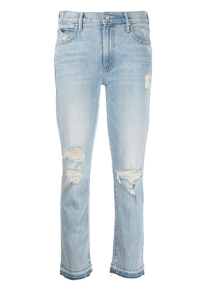 MOTHER The Rascal distressed cropped jeans - Blue
