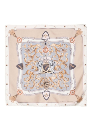 Aspinal Of London logo-print silk scarf - Neutrals
