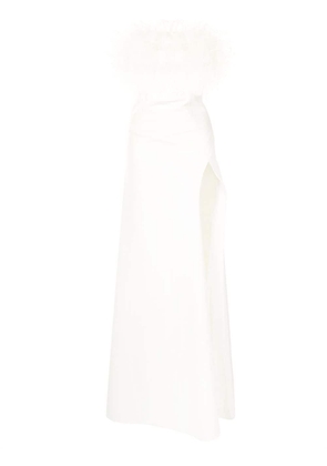Rachel Gilbert Linc feather-trim detail gown - White