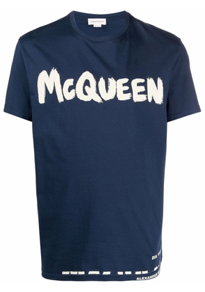 Alexander McQueen logo-print cotton T-shirt - Blue